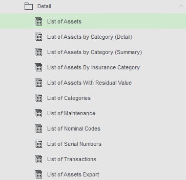 Sicon Fixed Assets Help and User Guide - Details Report