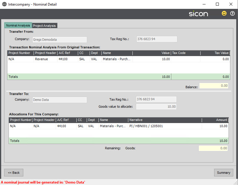 Sicon Intercompany Help and User Guide - 17 Intercompany Nominal Detail