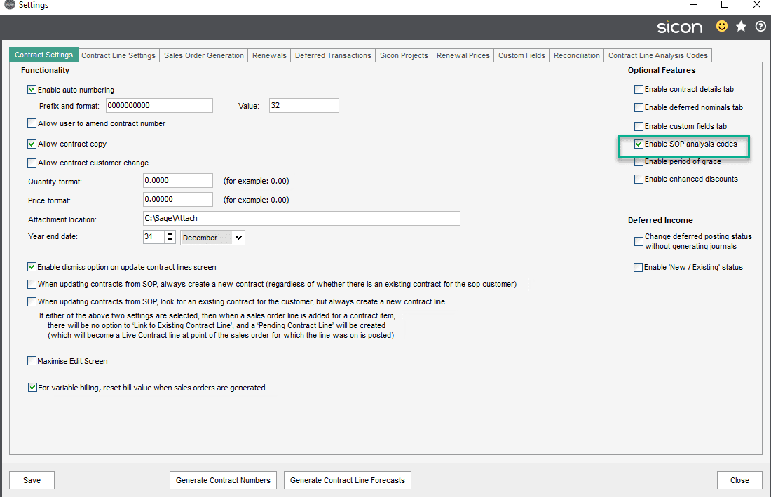 Sicon Contracts Help and User Guide - 3.10 IMAGE 1 SOP FEATURE TICK