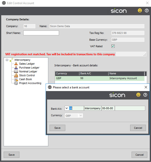 Sicon Intercompany Help and User Guide - 3.8 Control Account Cash Book
