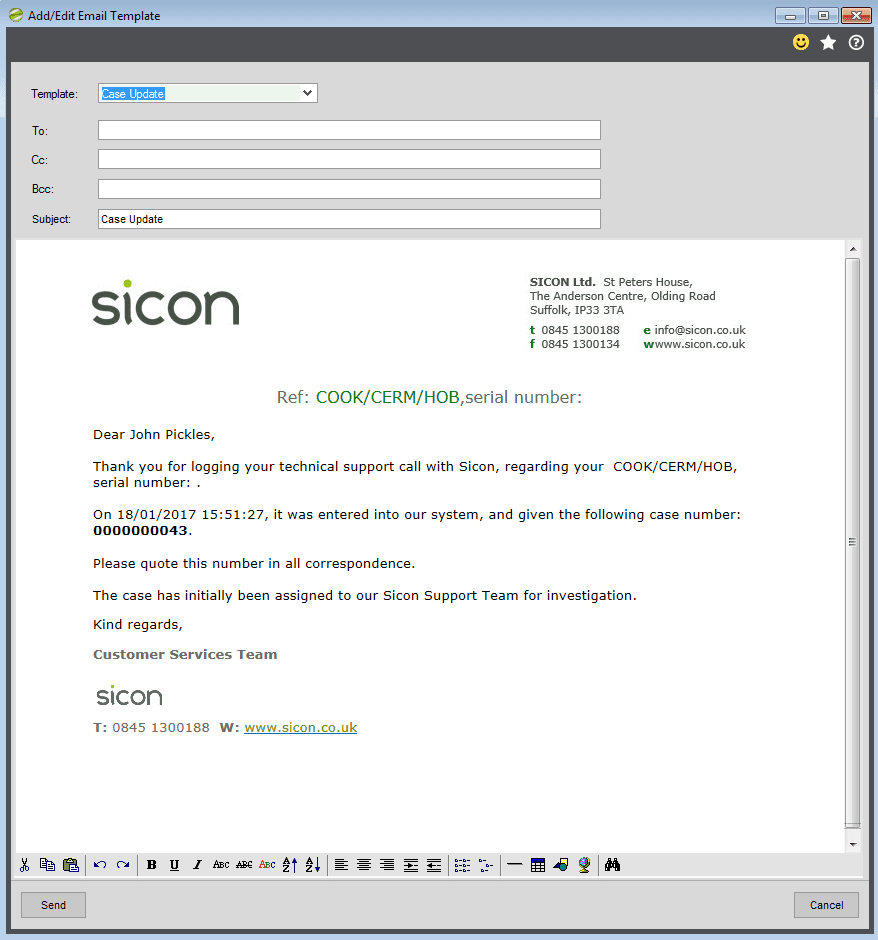 91. Sicon Service Help and User Guide - Emails