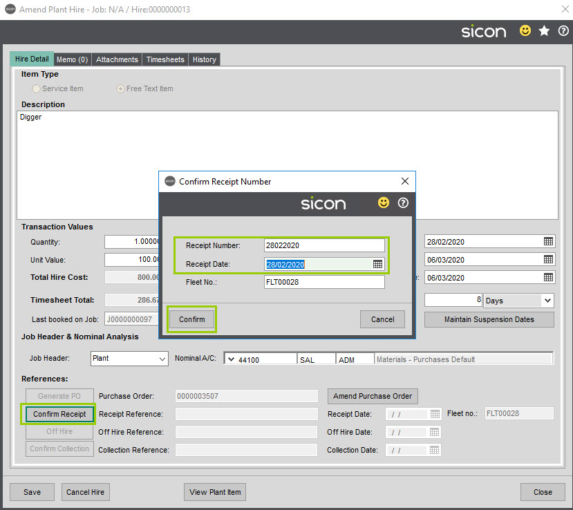 Sicon Job Costing Help and User Guide - MJH screen 8