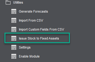 Sicon Fixed Assets Help and User Guide - Issue Stock to Fixed Assets 2
