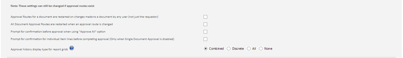 Approval Route Functionality Options