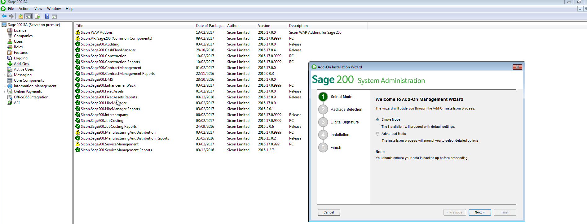 Sicon Additions for Sage 200 - Installing Sicon Add On’s within Sage 200 System Administrator