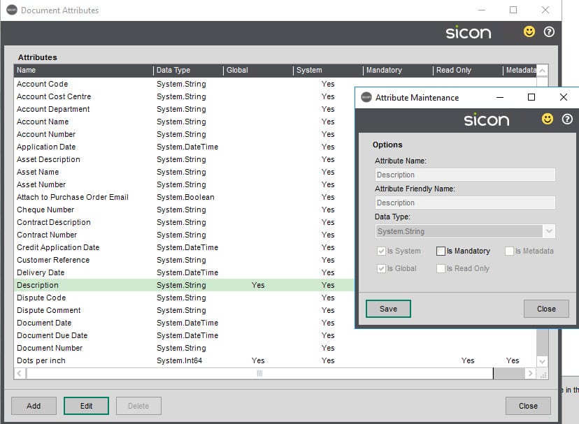 Sicon Documents Help and User Guide - 4.4 Document Attributes