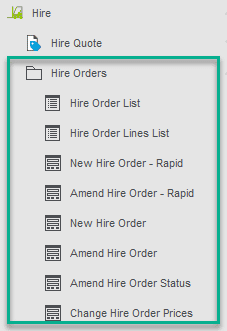 68. Sicon Hire Help and User Guide - hire orders menu