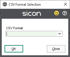 Sicon Debtor Management Help and User Guide - csv format selection