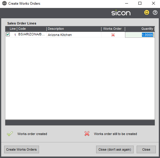 Sicon WOP Help and User Guide - 11.5 Create Works Orders