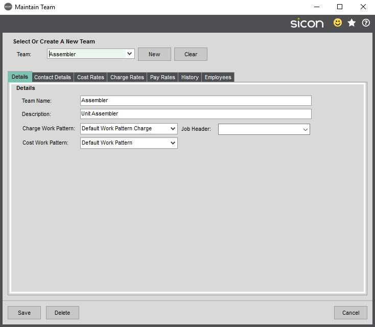 Sicon WOP Help and User Guide - 8.4 Teams