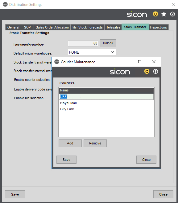 Sicon Distribution Help and User Guide - Sicon Stock Transfers
