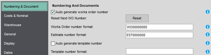 Sicon Works Orders HUG - Section 11.1 Image 1 - Numbering & Auto Generate