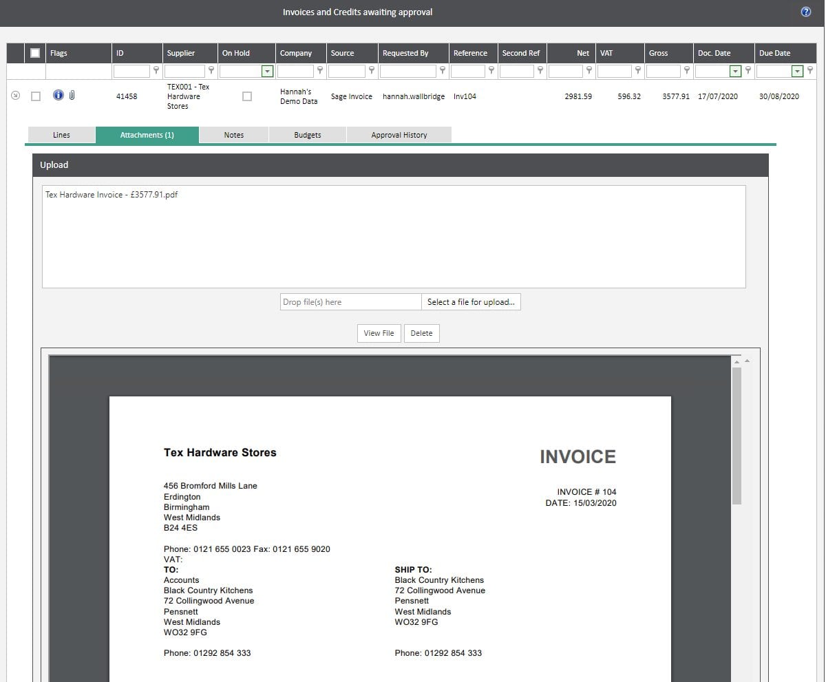 Sicon WAP Invoice Help and User Guide - Invoice HUG Section 4.1 Image 1