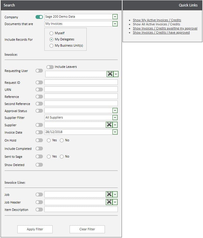 Sicon WAP Invoice Help and User Guide - Invoice HUG Section 5.1 Image 1