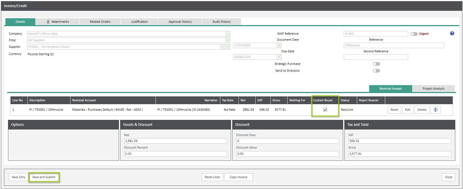 Sicon WAP Invoice Help and User Guide - Invoice HUG Section 6.4 Image 3