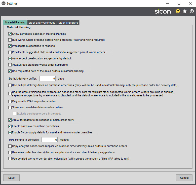 Sicon Material & Resource Planning Help and User Guide - Pic150