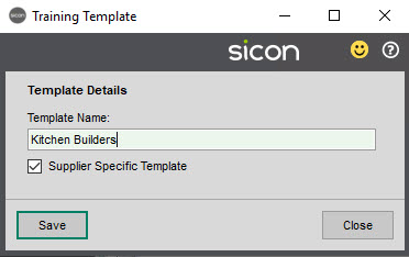 Sicon Documents Help and User Guide - 10.2 Saving Training Template